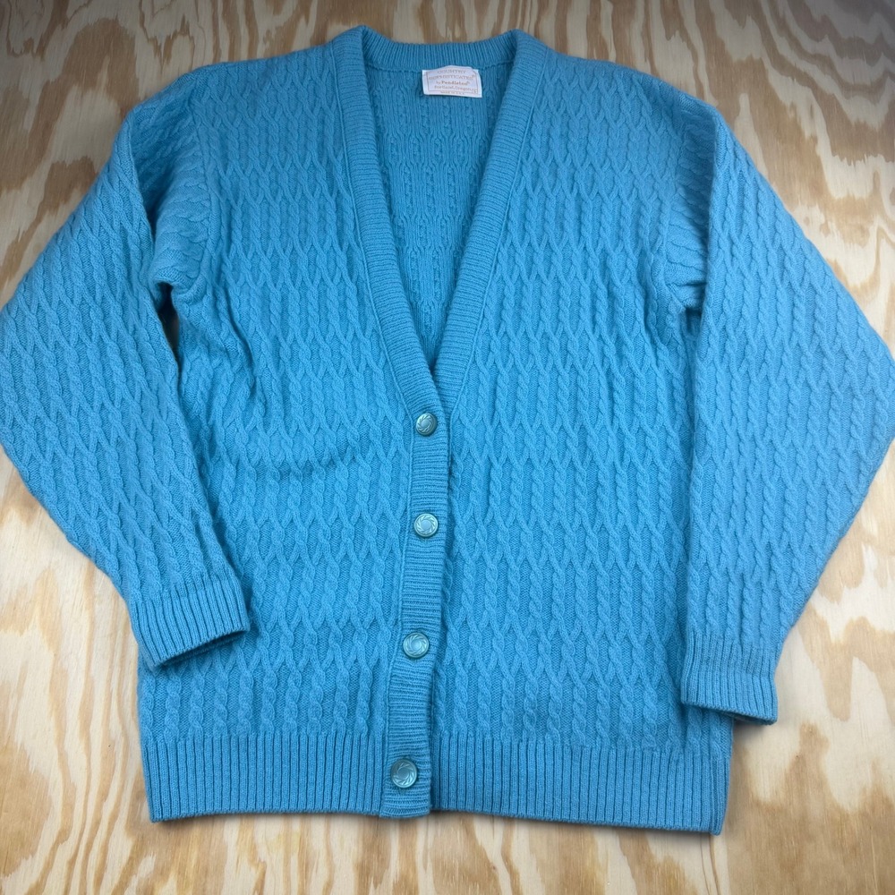 Vintage Pendleton Country Sophisticates Blue Lambswool Angora Cardigan Small
